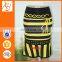 Stripe short african print skirts printed cotton skirts pictures with beading and ribbon