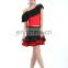 Two-piece one-strap latin dance practice top and skirt suit L-7022#
