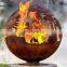 Large Hollow outdoor light corten steel ball garden metal ball