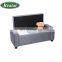 Reatai high quality velvet  bedroom storage  bench upholstered bench with wood legs