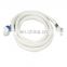 Long white PVC bathroom shower flexible hose with nuts