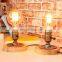 Modern table lamp wooden base book lights desk night light e27 holder mini retro bedside lamp