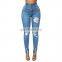 High Quality Custom Women, Jeans Slim Denim Distressed Skinny Jeans/