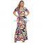 New Arrive Spring Fall, Women Clothing Plus Size Floral Layered Ruffle Off Shoulder Dress/