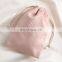 PandaSew Custom Logo Deboss Print Pink Suede Jewelry Bag Luxury Drawstring Bag Jewelry Pouch
