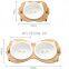 Non-slip Feeding Cat Pet Dog Stand Natural Bamboo Rack Ceramic Bowls Feeder for Pets