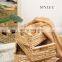 Hot Selling Water Hyacinth Storage Basket With Wooden Handle Wicker Rectangle Basket, Straw Box Hamper