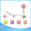 2016 wholesale OEM surgical steel beautiful acrylic ball piercing on lip ring