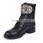 Catwalk New design genuine leather ankle boots rinestone belt buckles women boots zipper boots