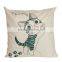 2016 hot sale 100% polyester home decorative cat printing linen cheap cushion cover