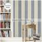discounted printed vinyl coated wallpaper, navy blue neat wide stripe wall sticker for closet room , fancy wall mural roll