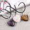 Simple women jewellery leather chain natural stone pendant heart necklace