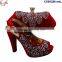 CSB1228 Latest beautiful design gold ladies shoes matching bags peep-toe sandals