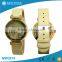 latest watch diamond women girl hot sel high quality PU leather band alloy case 3TM waterproof japan movt golden wrist watch