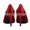 Top quality dress ladies High Heel pointed toe classic ladies breatheable PU lining comfortable RED sheep skin pump shoes