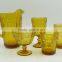 press Wine goblet,Hiball,DOF, sundae cup,pitcher in Amber color glass with flower point embossed pattern