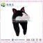 Plush Black & White Tabby Cat Hat With Ear Flaps