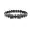 KJL-ST0011 Men Bracelets Gold white/black zircon beaded Leopard Charm Bracelet Matte Onyx Natural Stones For Women Man