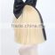 Synthetic white short straight special half and half color wig with black bow N454