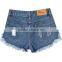 2016 Summer Women High Waist Hot Pants Ladies Decorated Metal Rivet Tassel Fringe Sexy Mini Ripped New Style Fashion Girls Jeans