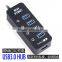 Factory Supply 4 Port Usb 3.0 Hub With Individual Switches and LEDS, 4 Port USB 3.0 HUB +1 Quick Charging Charging Port