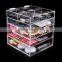 special storage drawer box for cosmetic, high quality handmade black acrylic makeup organizer wholesale