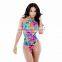 Sexy Womens Floral One-piece Bikini Set High Waist Colorful Swimsuit Swimwear