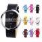 Transparent Pink Leather Band Quartz Lady Women's Bracelet Wrist Watch For Girls