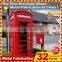 British phone booth red with printed logo for telephone or decoration