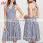 Navy Gingham V Back Crisscross Back Dress New Ladies Vintage Dress Names HSd7454