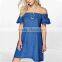 Fashion women plus size summer beach wear petitie dress off the shoulder mini denim maternity dresses