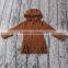 Children Cotton Designs brownness cardigan with hood and ruffles india wholesale price kids clothing