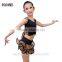 Children Girls Practice Latin Dance Dress Kids Leopard Sexy Vest Skirt Suit