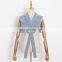 TWOTWINSTYLE Cross Hollow Out Denim Jacket For Women Lapel Sleeveless Casual Short Tops