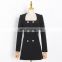 TWOTWINSTYLE Casual Women Dress Square Collar Long Sleeve High Waist Minimalist Black Mini