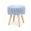 Customized modern style blue woolen yarn covered furniture type footstool  feet ottoman