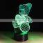 Bear 3d optical illusion acrylic night light with energy-saving