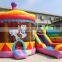 Carousel Themed Inflatable Bouncy Castle Combo Commercial Bounce House With Slide