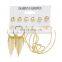 New creative 6 pairs of earrings, personalized large circle simple set earrings, fashionable exaggerated earring