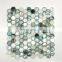 house glittering hexagon shape chip pearl 6mm white green Bathroom Swimming Pool Glass Mosaic Tile H655012