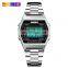 SKMEI 1328 Men's Fashion Stainless Steel Band Digital Movement Alarm Clock Noctilucent Digital Wrist Watch