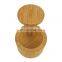 Round Bamboo Salt And Pepper Pots Box Bamboo Storage Box With Magnetic Swivel Lid