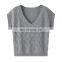 Women's Loose Custom Knit Woolen Sweater Vest V-Neck Cashmere Embroidered Logo Sleeveless Casual Outer Wear Solid Pattern Back