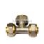 Brass equal threaded tee for pex/al/pex pipes/underground heating tube connect brass fittings