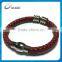 2015 logo can be customized bio magnetic genuine braided leather bracelet for ladies