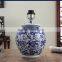 Blue and white ceramic vase modern wood base table lamp