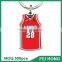 Wholesale bulk metal two sided custom printed jersey basketball keychain