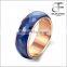 New Blue Color Ceramic Ring Faceted & Rose Gold Tone Rotatable Engagement Wedding Band