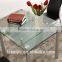 L815 NEW 3 pc Glass Dining Set Table With 6 Black Faux Leather Chairs Chrome Steel