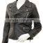 Womens Black Leather Biker Jacket: